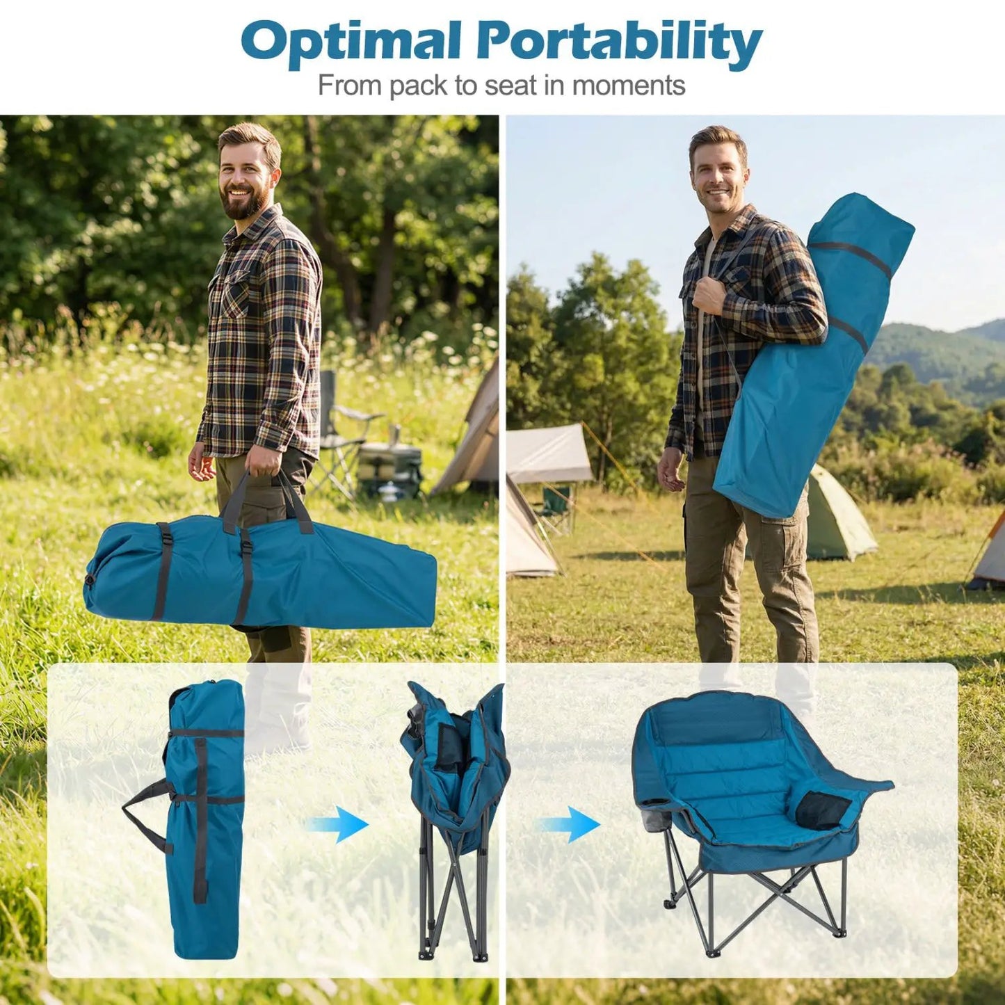 Oversized Folding Camping Chair With Pockets