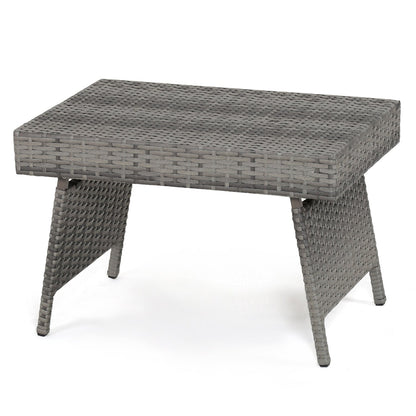 Mesa auxiliar plegable de ratán PE para patio/jardín - Marrón