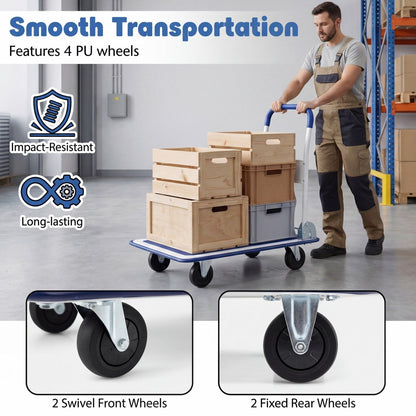 DirectDeals Folding Platform Hand Truck with 4 wheels blue handle 330 lb capacity on Tampa Home & Garden Store