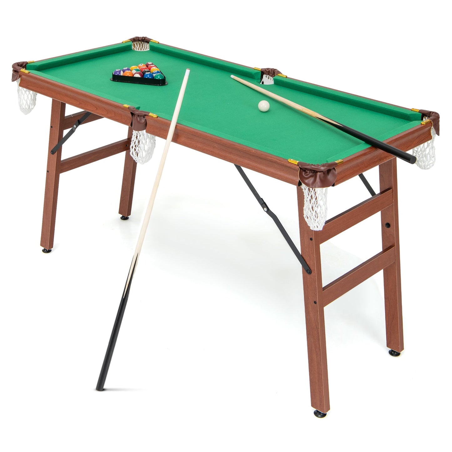 Folding portable billiards table game set with green felt and adjustable foot levelers DirectDeals on Tampa Home & Garden Store