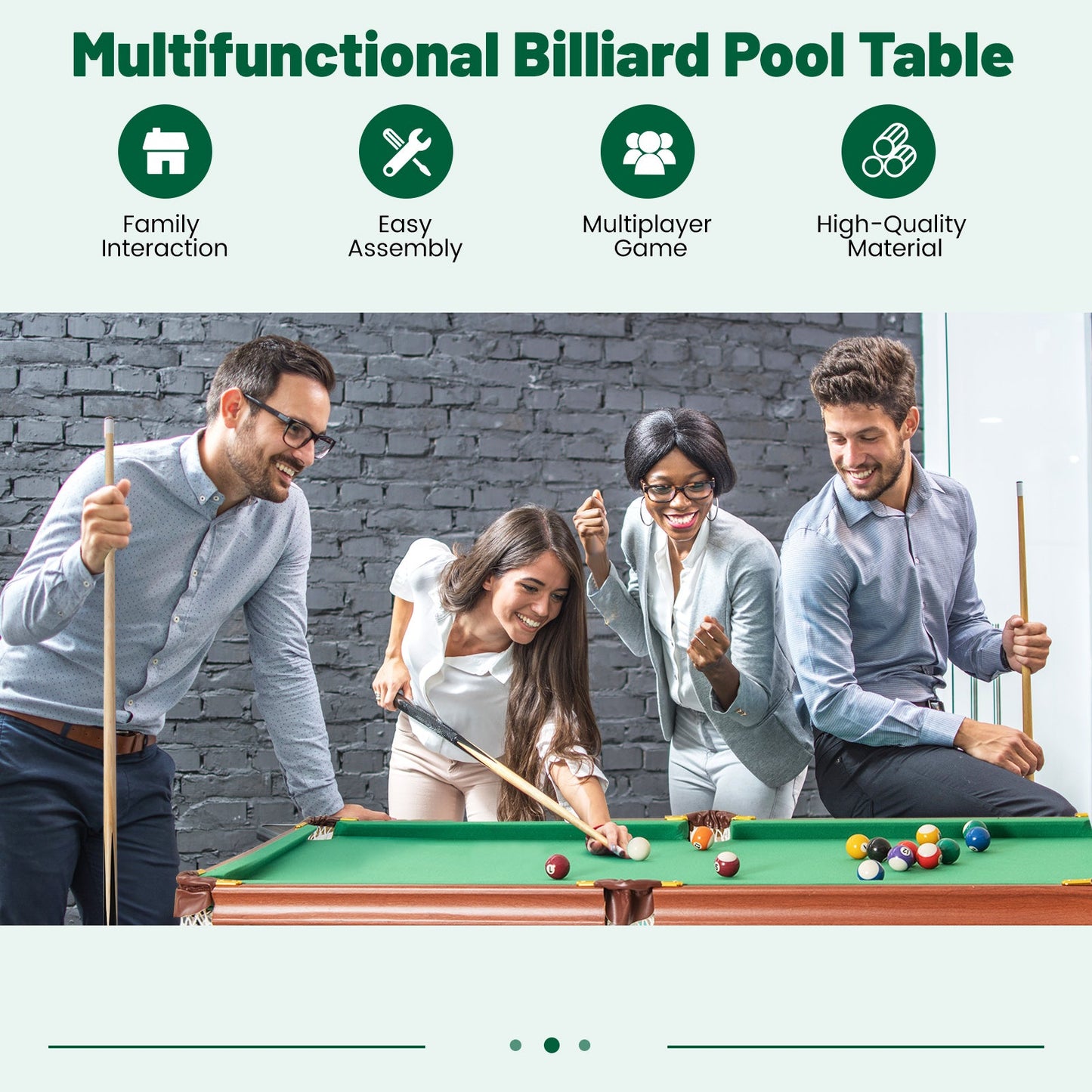 Folding Portable Billiards Table by DirectDeals with adjustable foot levelers, compact fun on Tampa Home & Garden Store