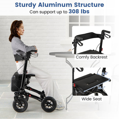 Folding Rollator Walker for Seniors with Seat for All Terrain