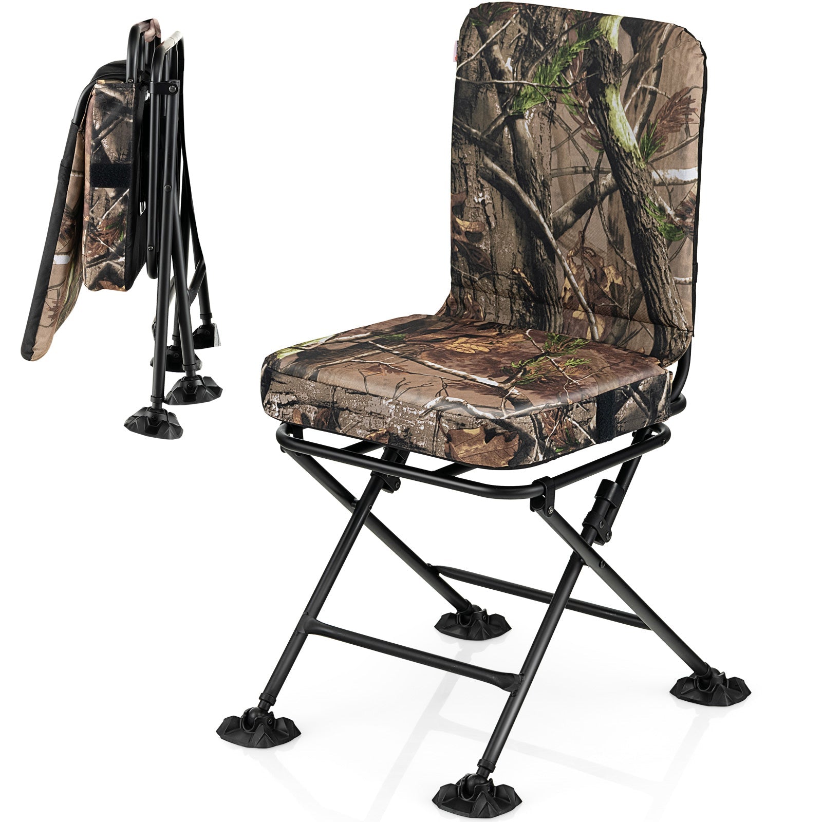 GemGear Swivel Folding Chair with Backrest and Padded Cushion in camouflage fabric on Tampa Home & Garden Store