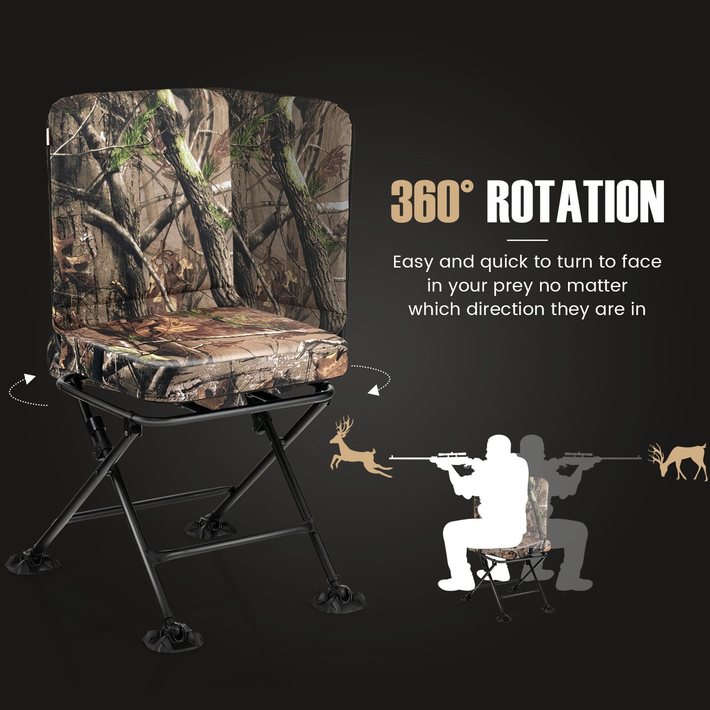 Swivel folding chair with backrest and camouflage cushion GemGear, 360° rotation on Tampa Home & Garden Store