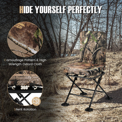 GemGear Swivel Folding Camp Chair with backrest and padded camo cushion 360° rotation on Tampa Home & Garden Store