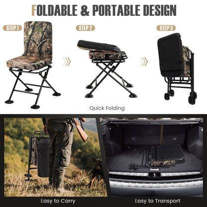 GemGear Swivel Folding Camp Chair with Backrest and Padded Camouflage Cushion, Metal Frame on Tampa Home & Garden Store