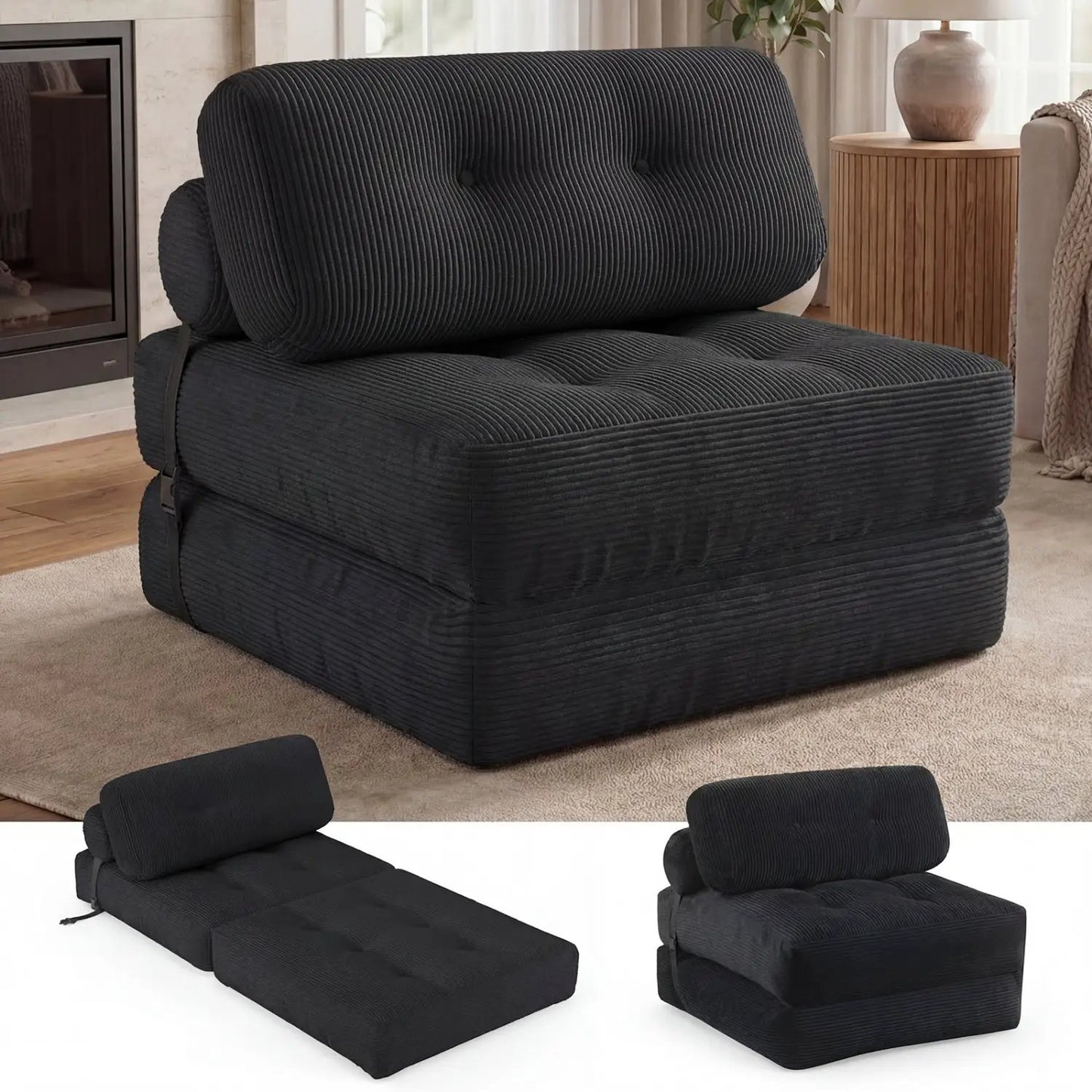 Folding Sofa Bed With Pillow and Back Support