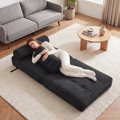Folding Sofa Bed With Pillow and Back Support