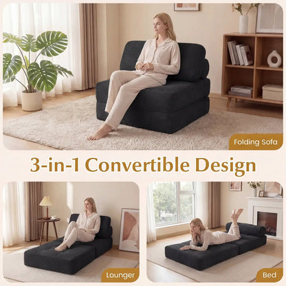 Folding Sofa Bed With Pillow and Back Support