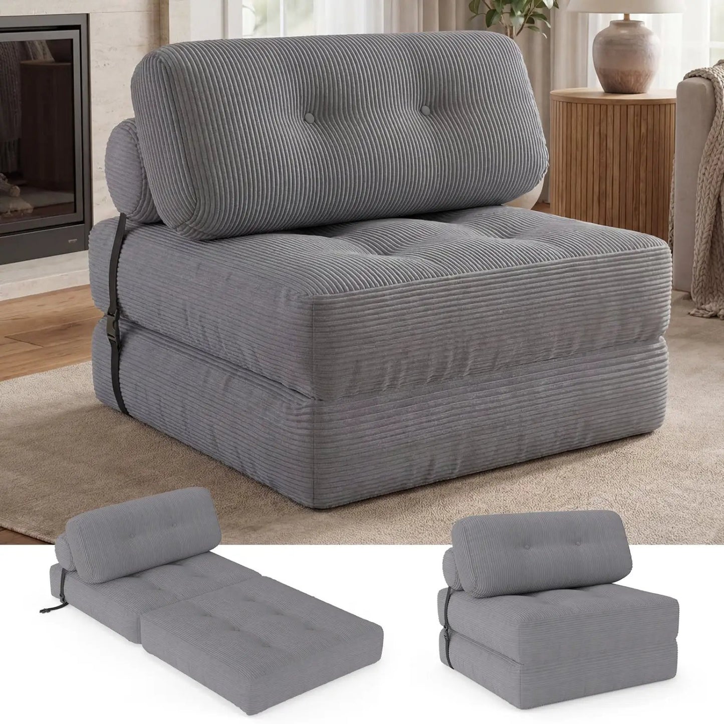 Folding Sofa Bed With Pillow and Back Support