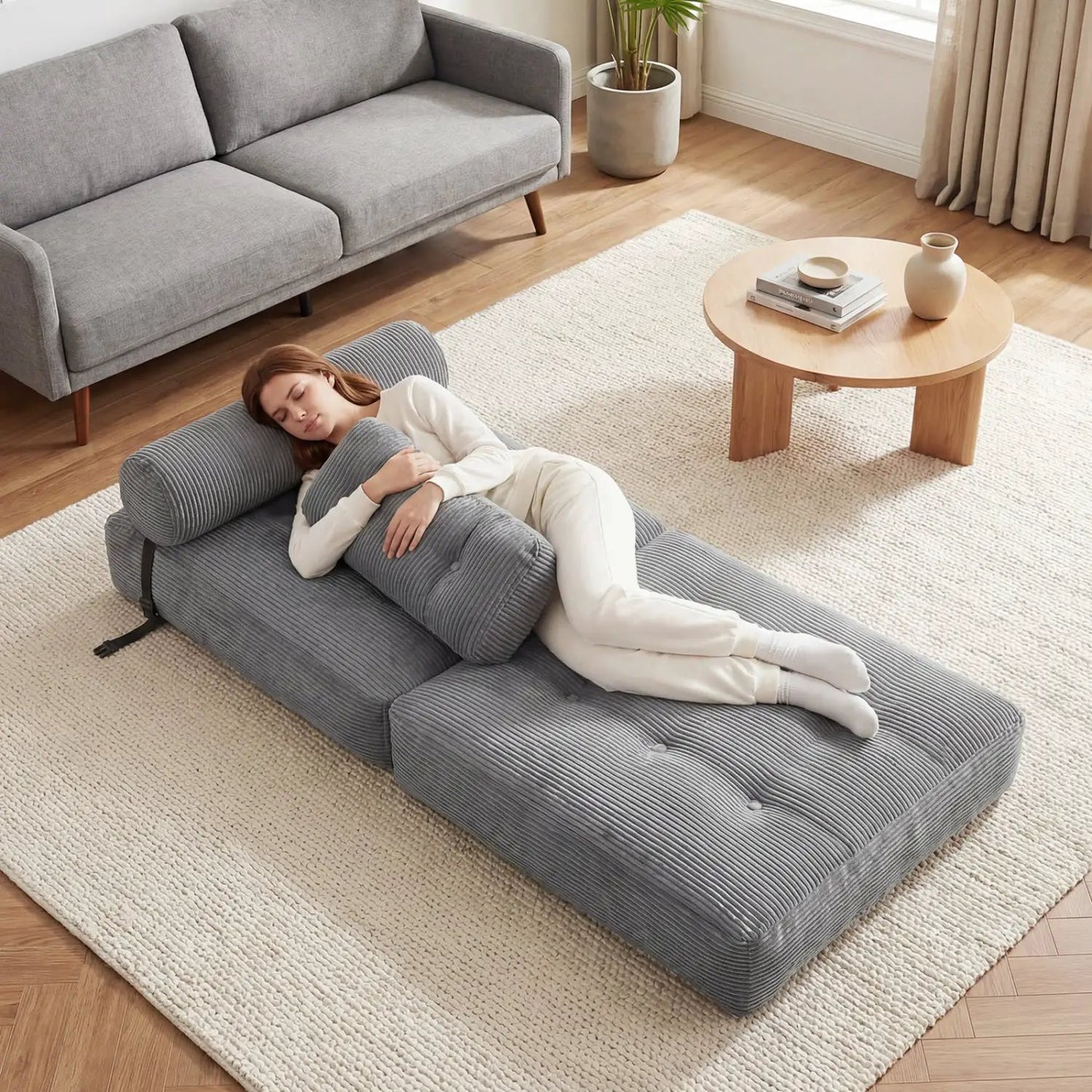 Folding Sofa Bed With Pillow and Back Support