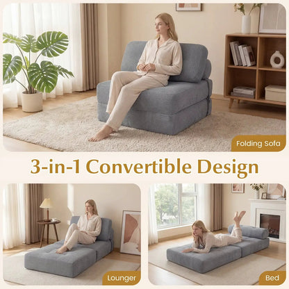 Folding Sofa Bed With Pillow and Back Support