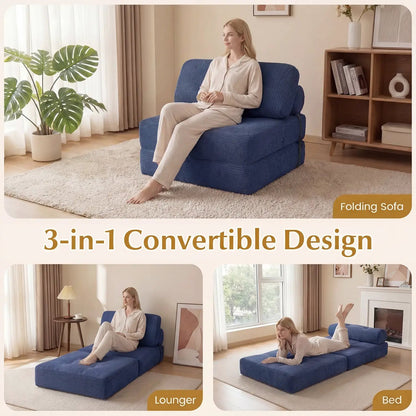 Folding Sofa Bed With Pillow and Back Support