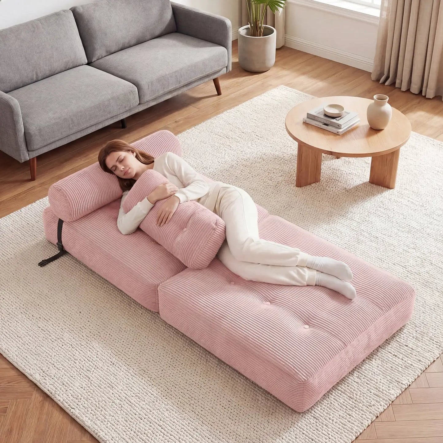 Folding Sofa Bed With Pillow and Back Support
