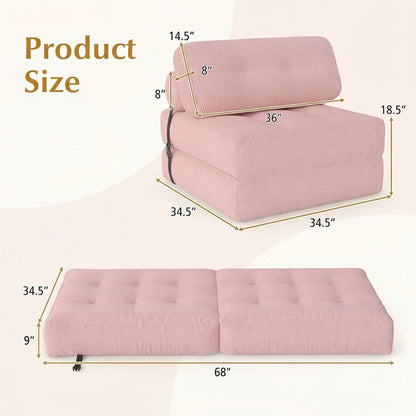 Folding Sofa Bed With Pillow and Back Support
