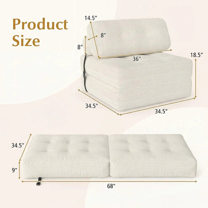 Folding Sofa Bed With Pillow and Back Support