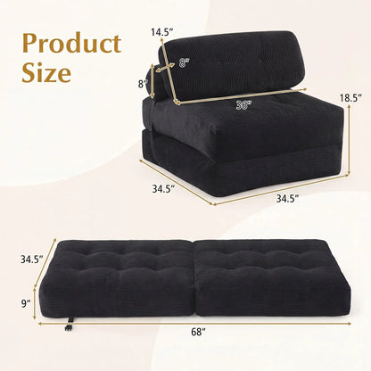 Folding Sofa Bed With Pillow and Back Support