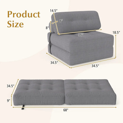 Folding Sofa Bed With Pillow and Back Support