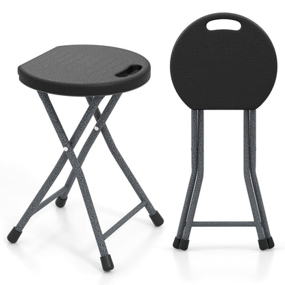 GemGear folding stools with built-in handle in black seat and speckled grey frame, 2-pack on Tampa Home & Garden Store