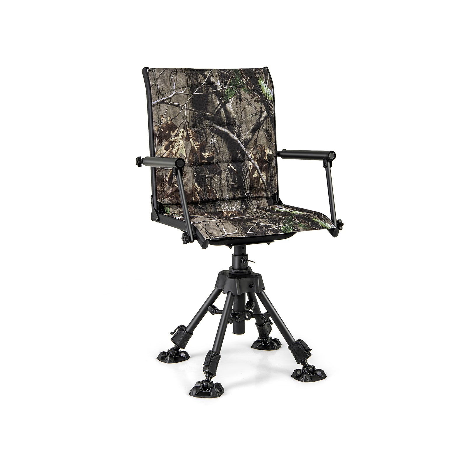 GemGear folding swivel patio chair with camo fabric and 4 adjustable legs on a tripod base on Tampa Home & Garden Store