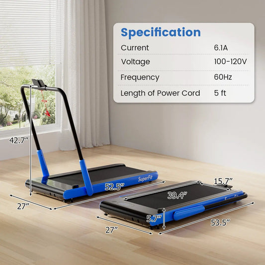 3-in-1 folding treadmill with apps and speakers, DirectDeals blue/black home treadmill on Tampa Home & Garden Store
