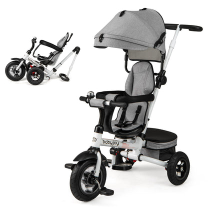 Folding Tricycle Baby Stroller with Reversible Seat and Adjustable Canopy