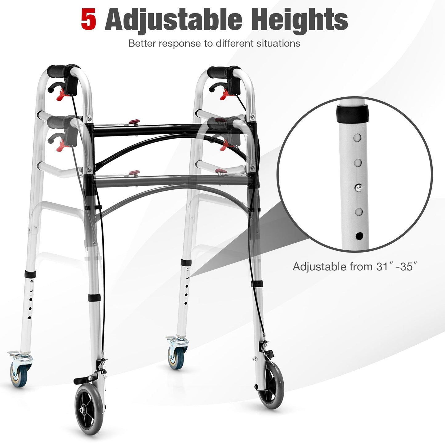 Adjustable Aluminum Walker with Wheels and Brakes DirectDeals height adjustable 31–35 in on Tampa Home & Garden Store
