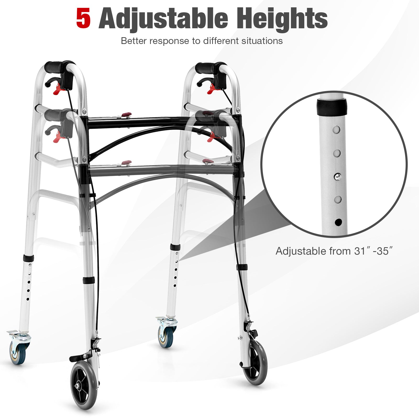 Adjustable Aluminum Walker with Wheels and Brakes DirectDeals height adjustable 31–35 in on Tampa Home & Garden Store
