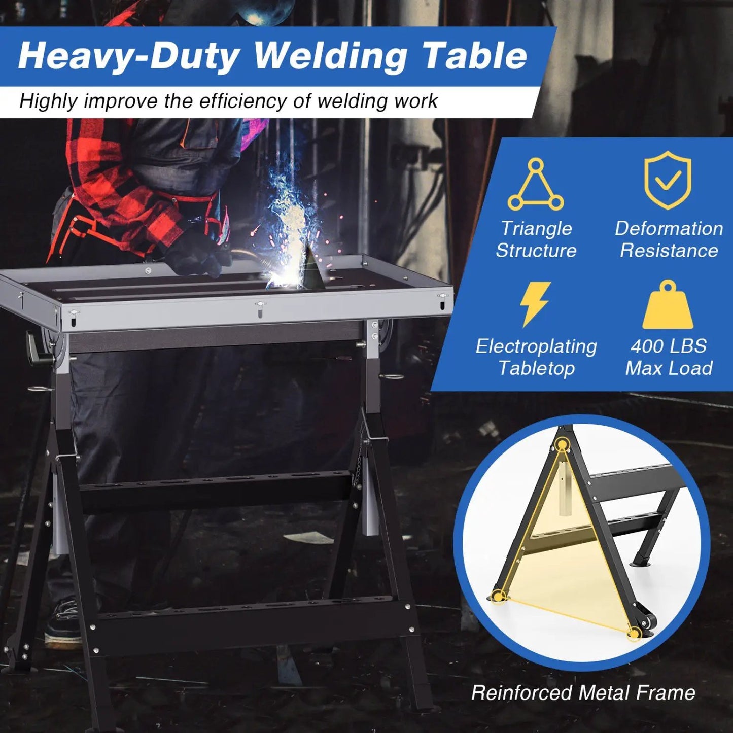 Folding Welding Table Workbench 4 Level Height