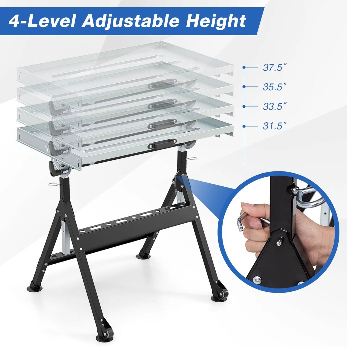 Folding Welding Table Workbench 4 Level Height