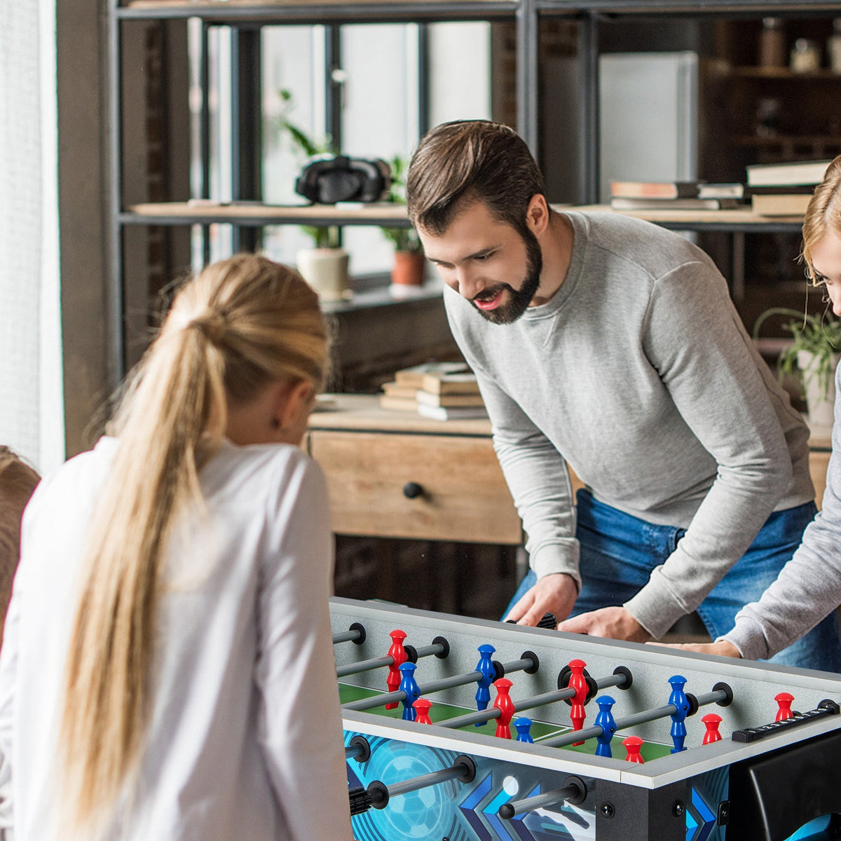Stable Soccer Table Game with 2 Footballs, DirectDeals foosball table with blue and red players on Tampa Home & Garden Store