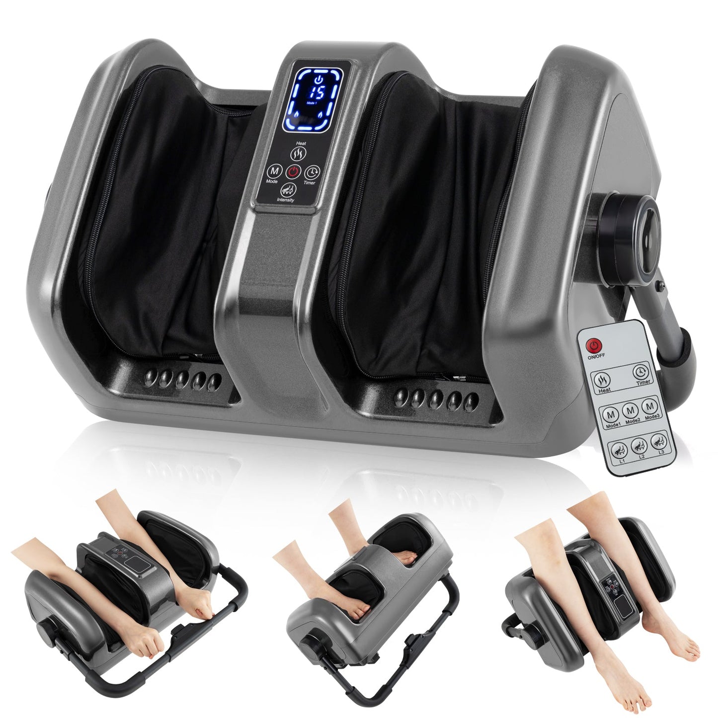 Foot and Calf Massager with Heat Shiatsu Deep Kneading Rolling Smart Electric Leg Massager