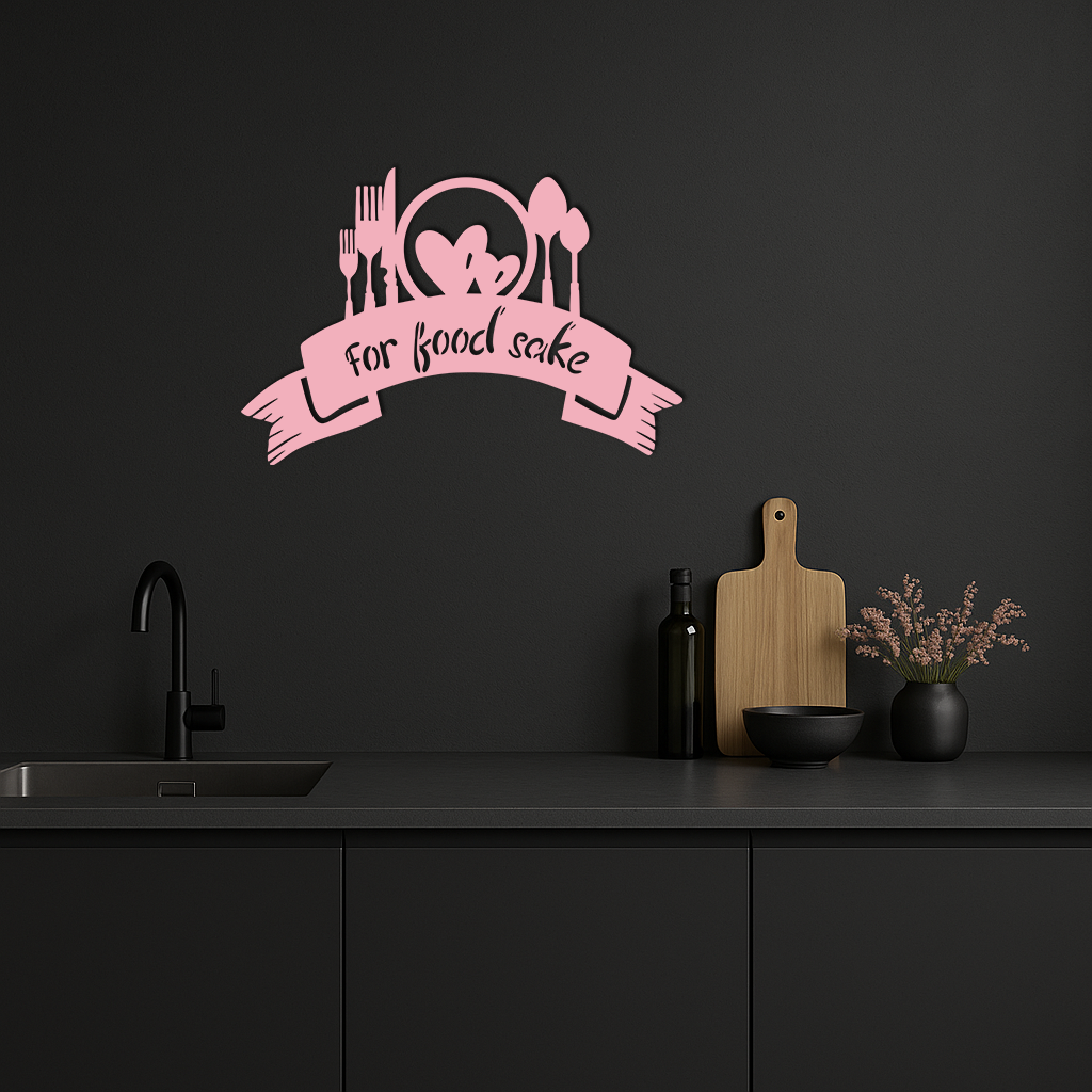 For Food Sake Metal Wall Art – Modern Kitchen & Dining Room Decor - KAFGP139 - Tampa Home & Garden Store