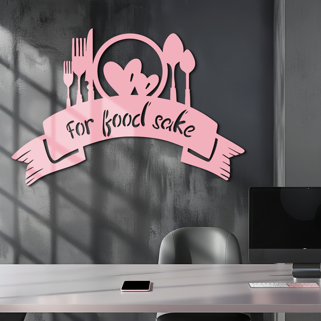 For Food Sake Metal Wall Art – Modern Kitchen & Dining Room Decor - KAFGP139 - Tampa Home & Garden Store