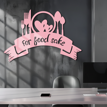 For Food Sake Metal Wall Art – Modern Kitchen & Dining Room Decor - KAFGP139 - Tampa Home & Garden Store
