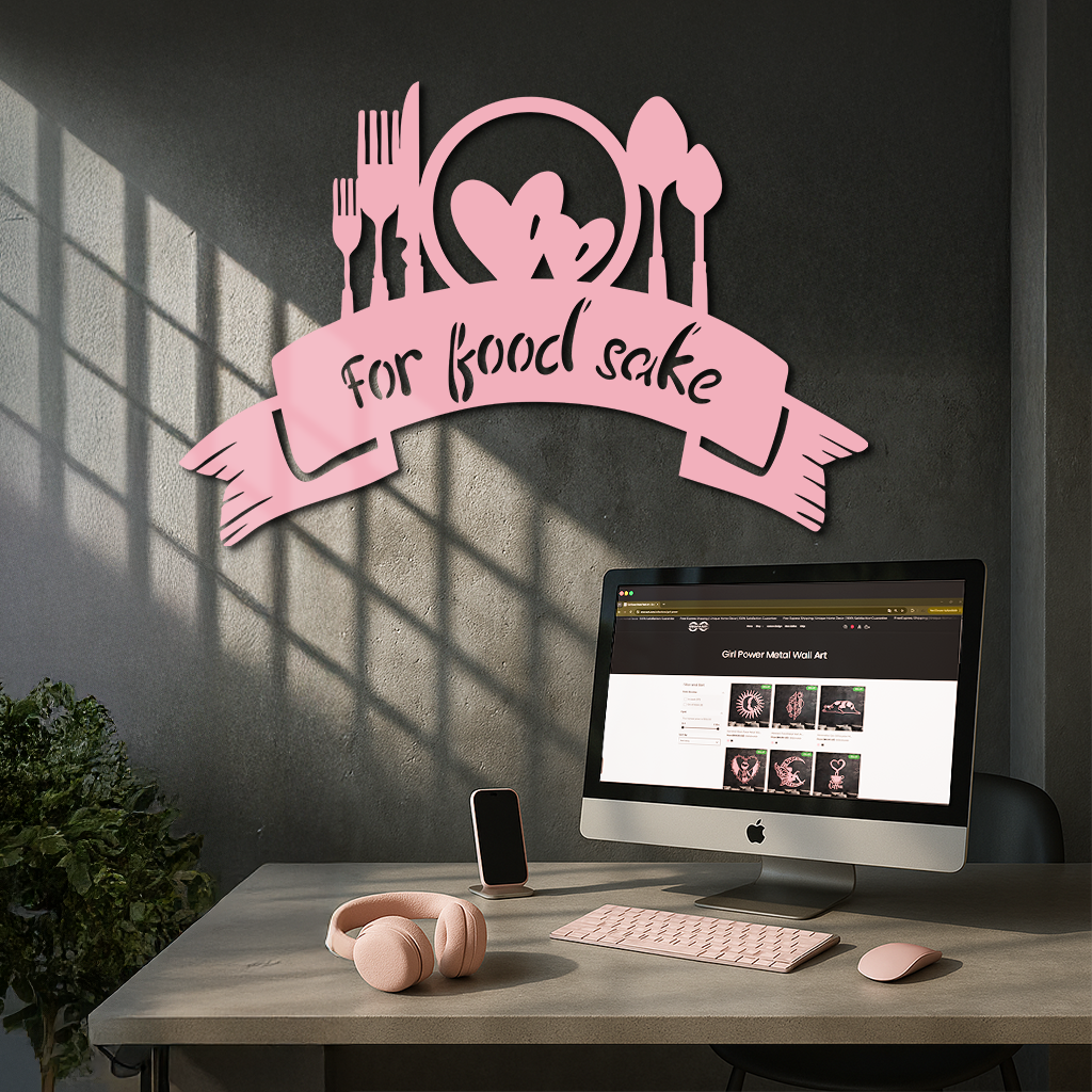 For Food Sake Metal Wall Art – Modern Kitchen & Dining Room Decor - KAFGP139 - Tampa Home & Garden Store