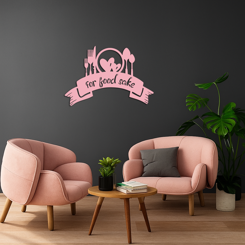 For Food Sake Metal Wall Art – Modern Kitchen & Dining Room Decor - KAFGP139 - Tampa Home & Garden Store