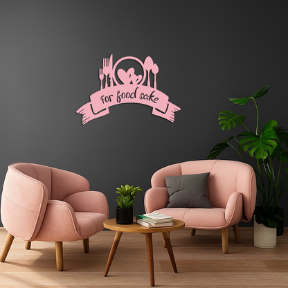 For Food Sake Metal Wall Art – Modern Kitchen & Dining Room Decor - KAFGP139 - Tampa Home & Garden Store