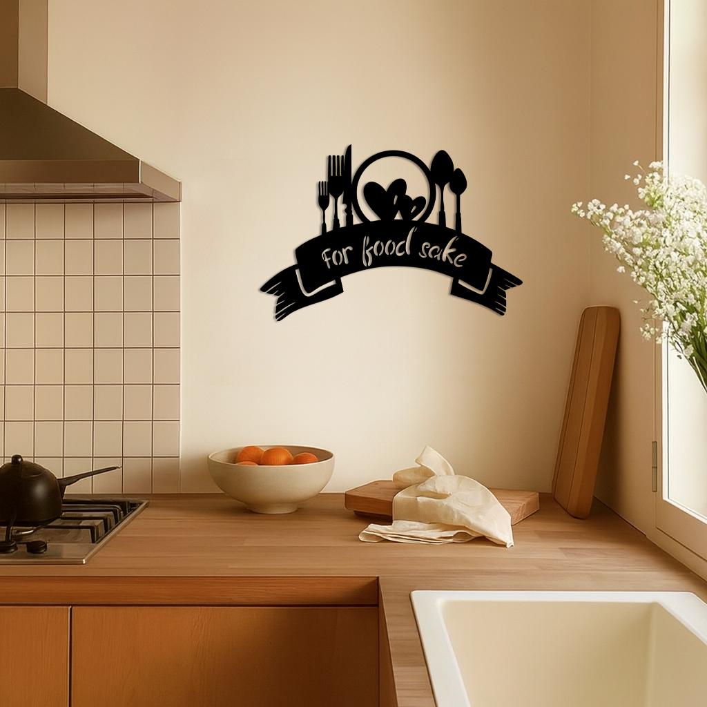 For Food Sake Metal Wall Art – Modern Kitchen & Dining Room Decor - KAFGP139 - Tampa Home & Garden Store