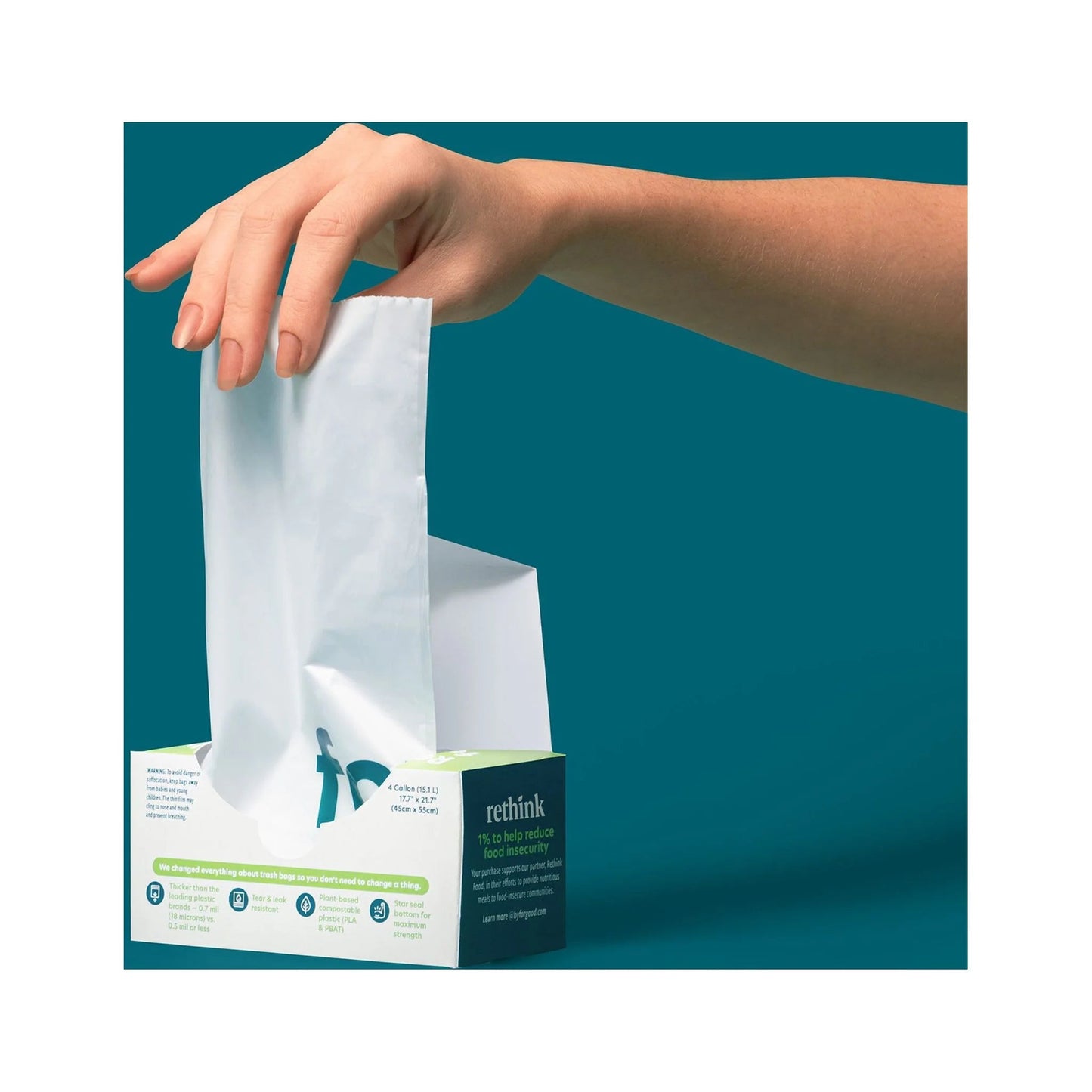 For Good™ Compostable Small Trash Bags – 4 Gallon, Plant-Based, Tear-Resistant – BPI Certified for Home & Office Use (White with Green Text, 25 Count) - Tampa Home & Garden Store