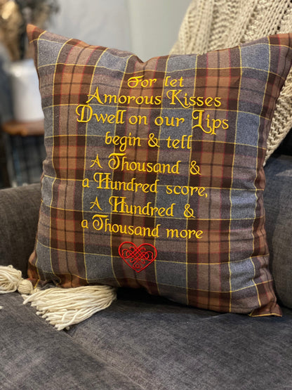 For let Amorous Kisses Dwell... Outlander Quote Inspired Embroidered Flannel Envelope Pillowcase - Tampa Home & Garden Store