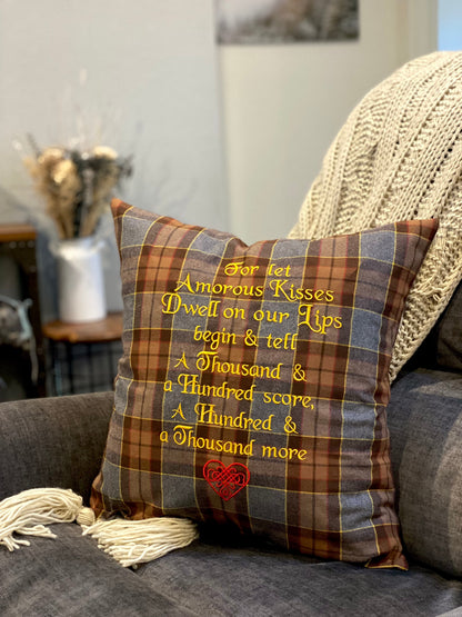 For let Amorous Kisses Dwell... Outlander Quote Inspired Embroidered Flannel Envelope Pillowcase - Tampa Home & Garden Store