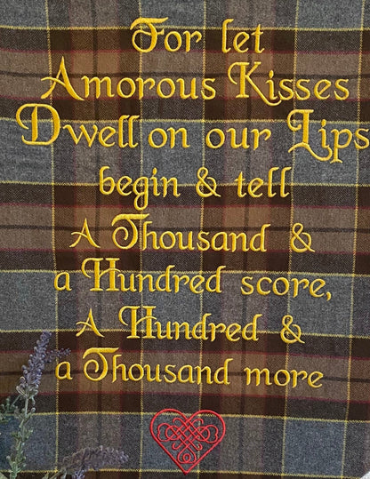 For let Amorous Kisses Dwell... Outlander Quote Inspired Embroidered Flannel Envelope Pillowcase - Tampa Home & Garden Store