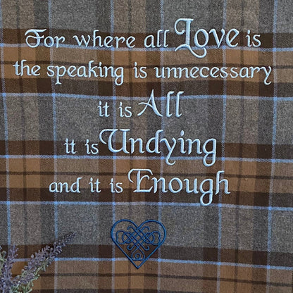 For where all love is... Outlander Quote Inspired Embroidered Flannel Envelope Pillowcase - Tampa Home & Garden Store