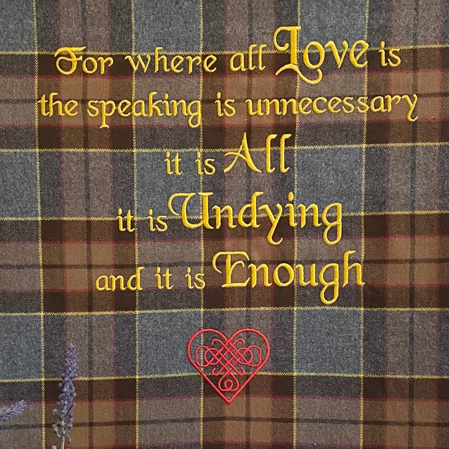 For where all love is... Outlander Quote Inspired Embroidered Flannel Envelope Pillowcase - Tampa Home & Garden Store