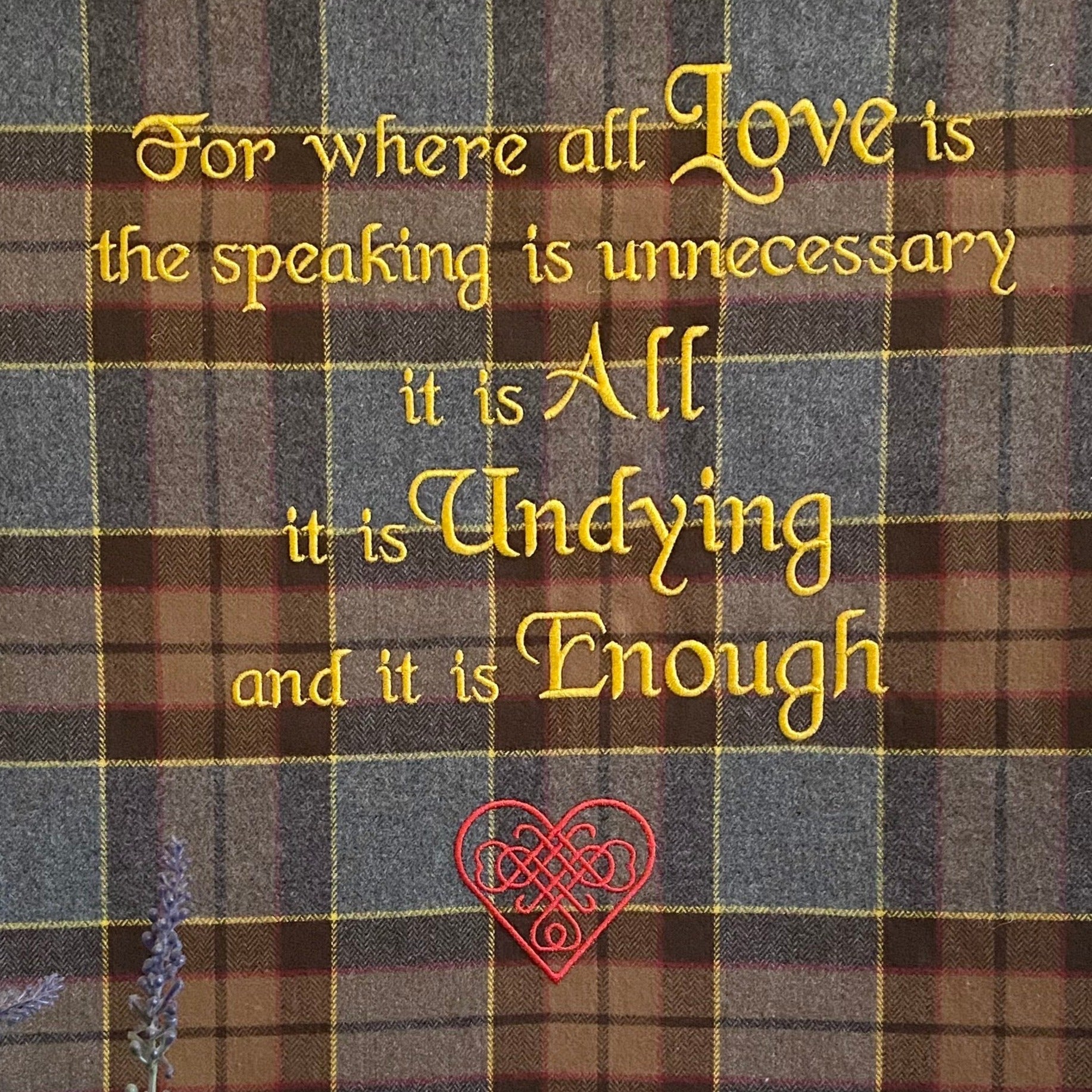 For where all love is... Outlander Quote Inspired Embroidered Flannel Envelope Pillowcase - Tampa Home & Garden Store