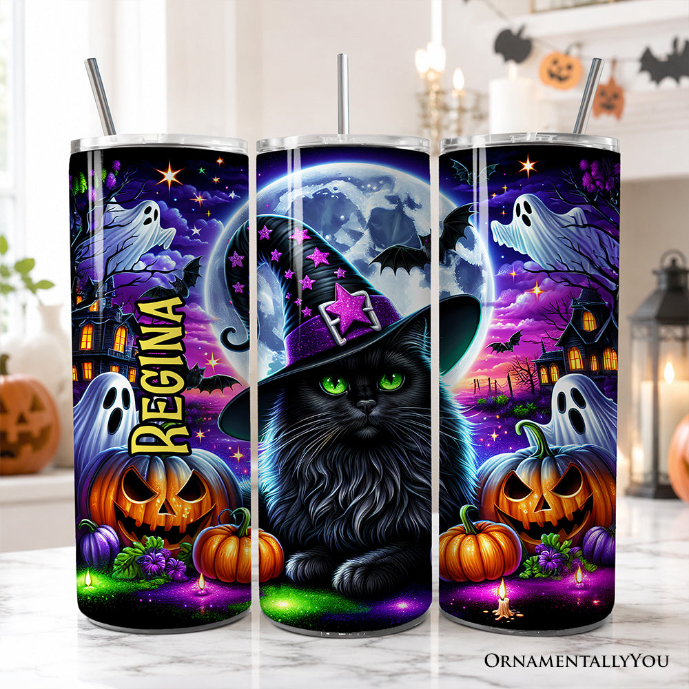 Black Cat Witch 20oz Spooky Halloween Tumbler