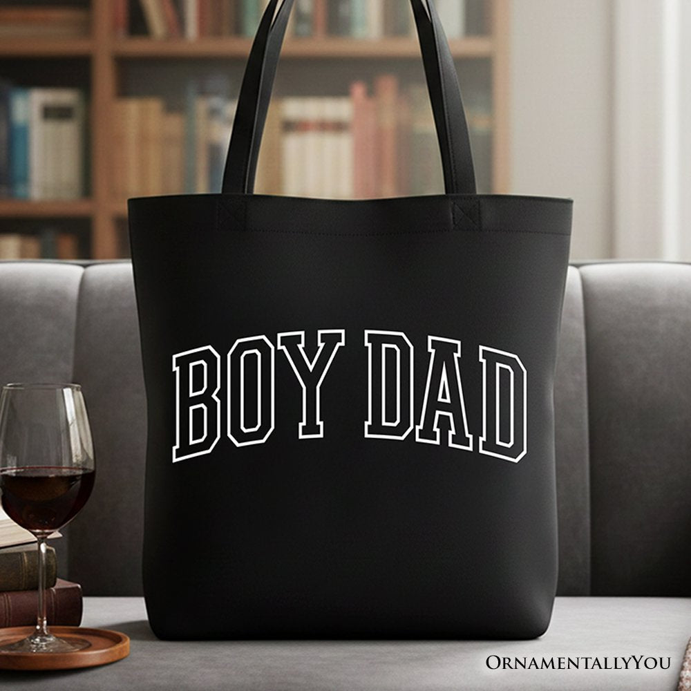 Boy Dad Canvas Varsity Tote Bag for Fathers Day