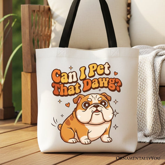 Retro Bulldog Canvas Tote Bag and Dog Gift