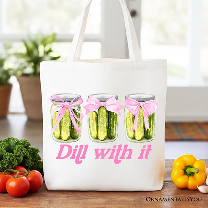 Funny Dill With It Canvas Tote Bag And Pickles